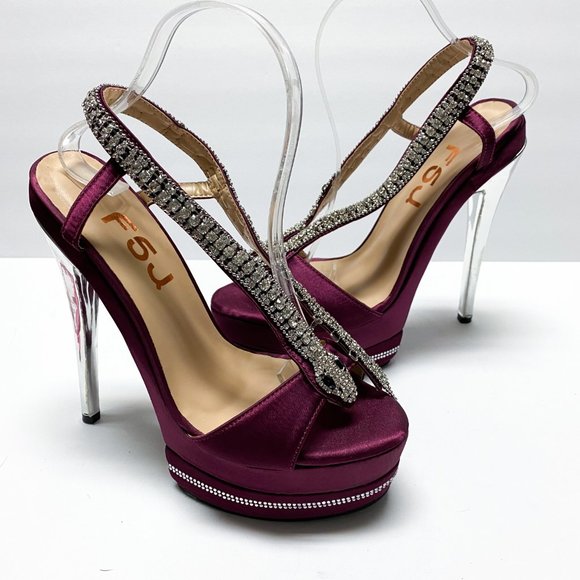 FSJ Slingback Peep Toe Stiletto High Heel Sandals - Picture 4 of 10